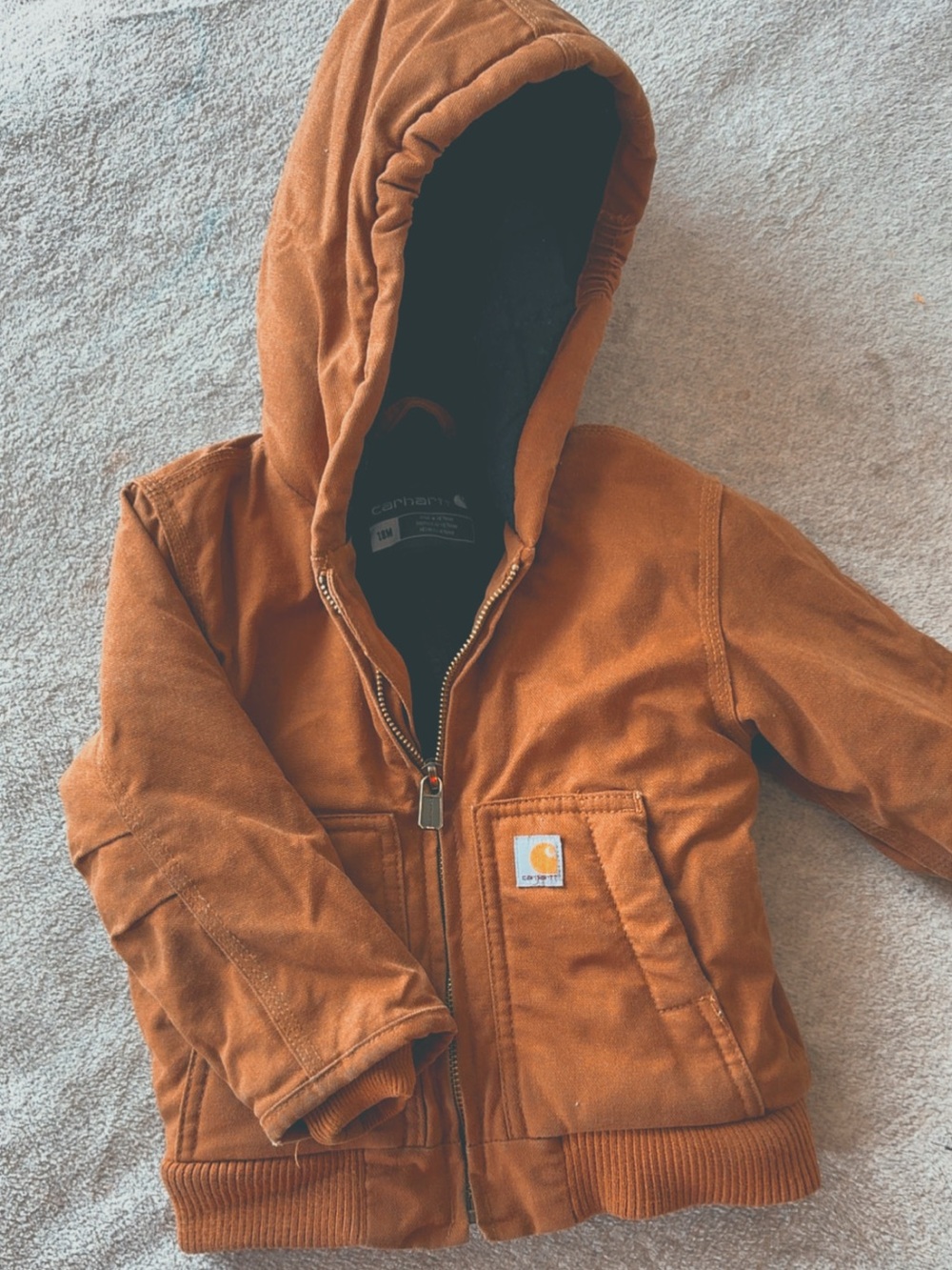 Carhartt Kids' Rust Brown Hooded Canvas Jacket
